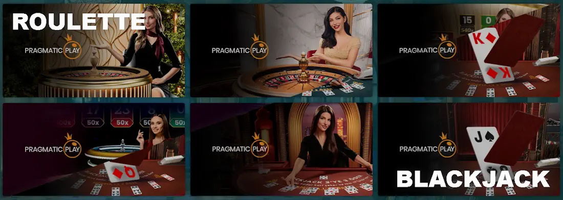 Roulette and Blackjack Pragmatic Play Games Banner